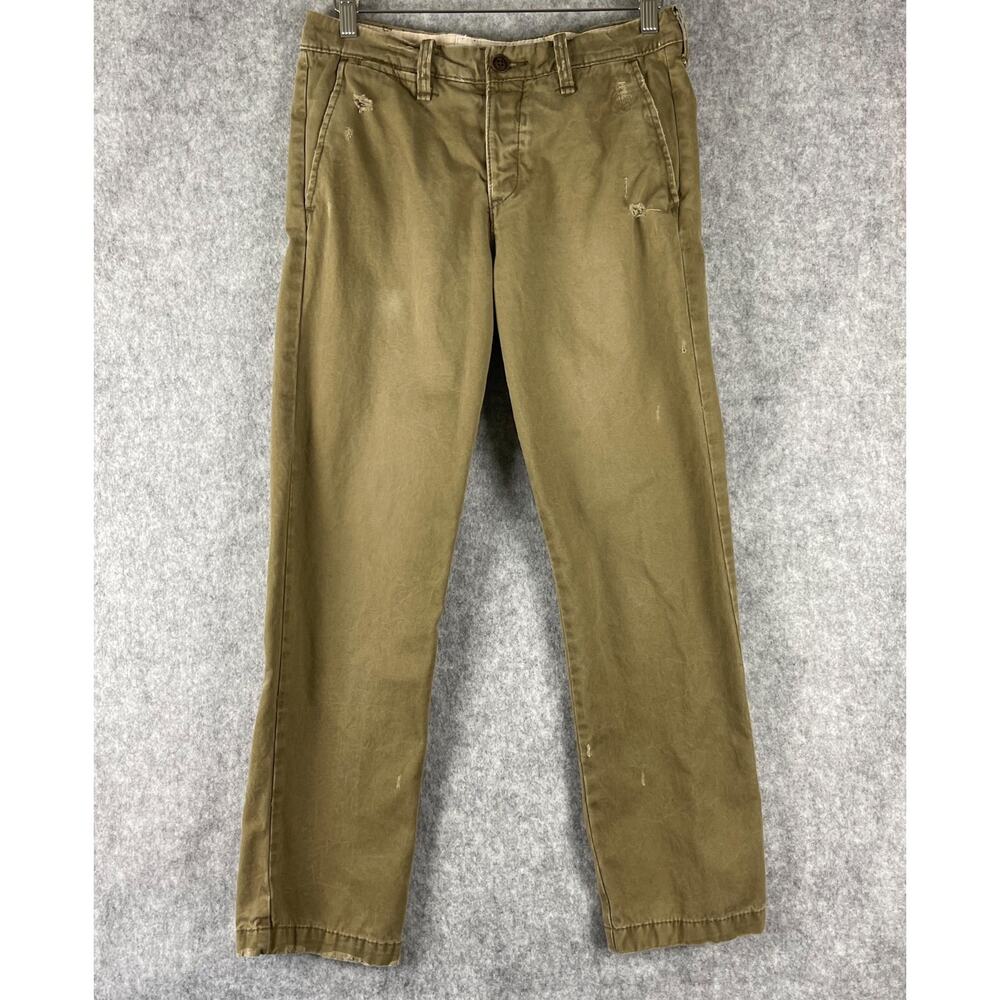 VTG Abercrombie Fitch Pant Mens 30x28 Tan Brown Button Fly Distressed Grunge Y2K